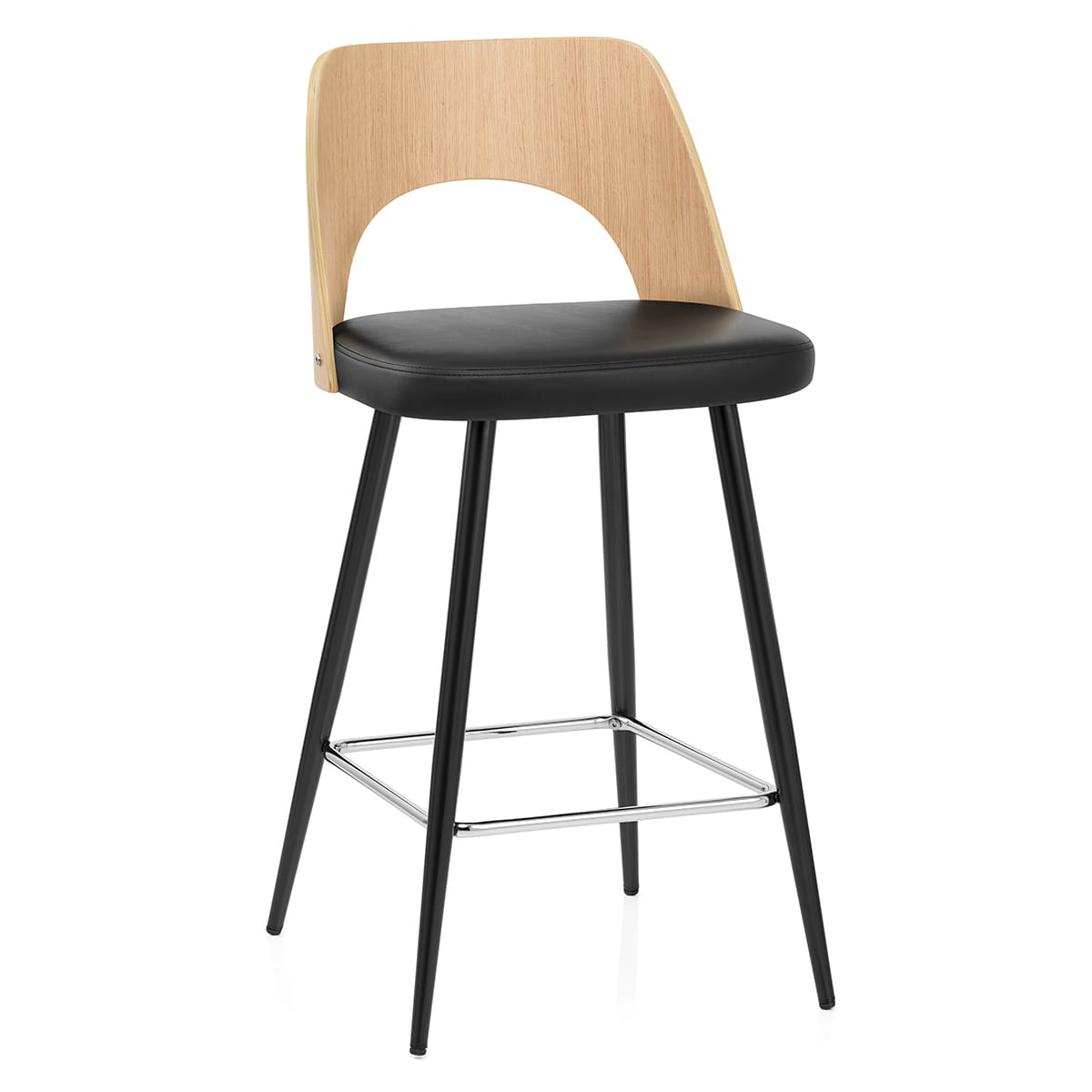 Leo Bar Stool Oak & Black