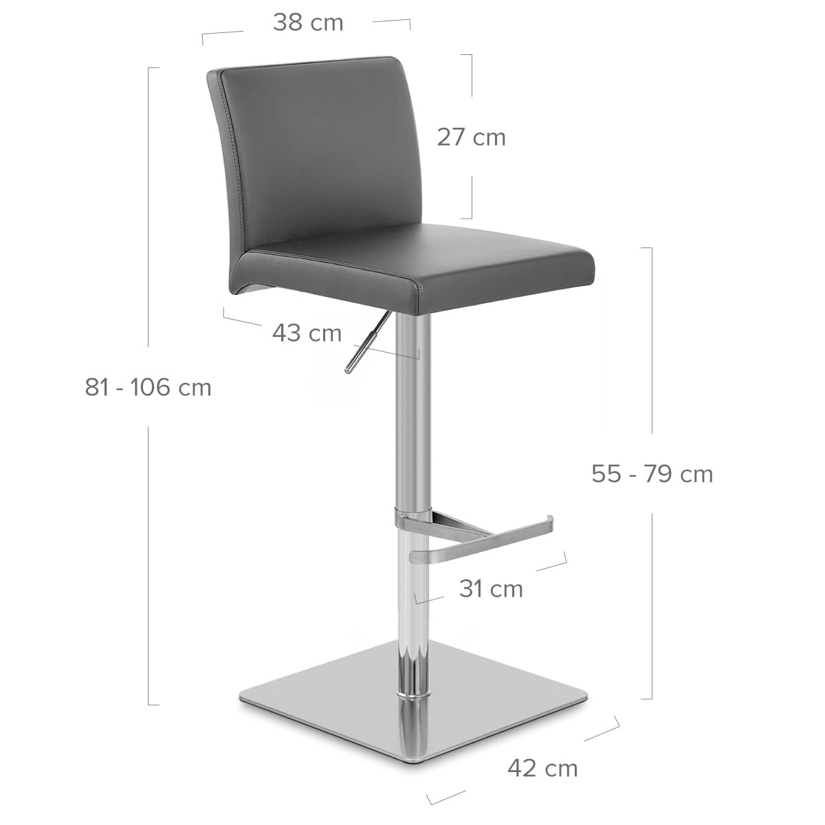 Chaise de Bar Faux Cuir Chrome Brosse - Lexi Gris