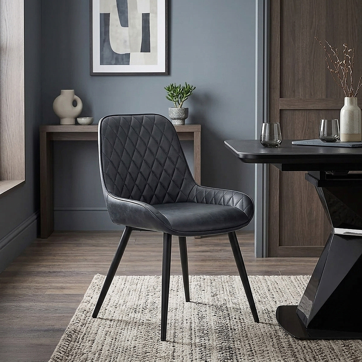 Chaise Faux Cuir Antique - Lincoln Bleu Foncé