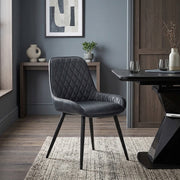 Chaise Faux Cuir Antique - Lincoln Bleu Foncé