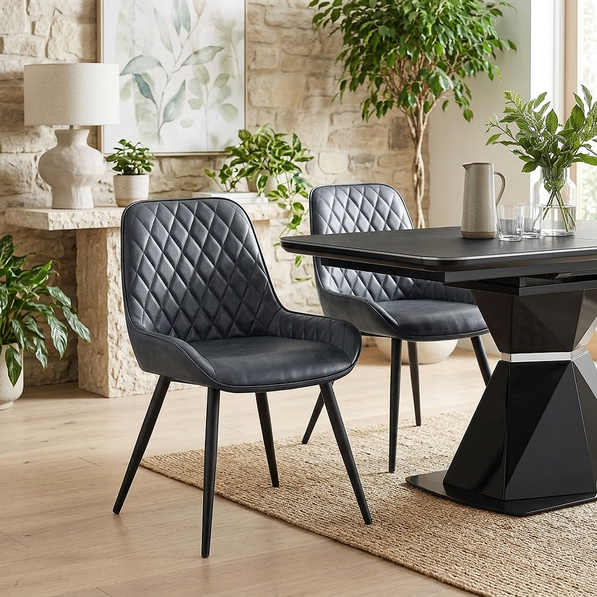 Chaise Faux Cuir Antique - Lincoln Bleu Foncé