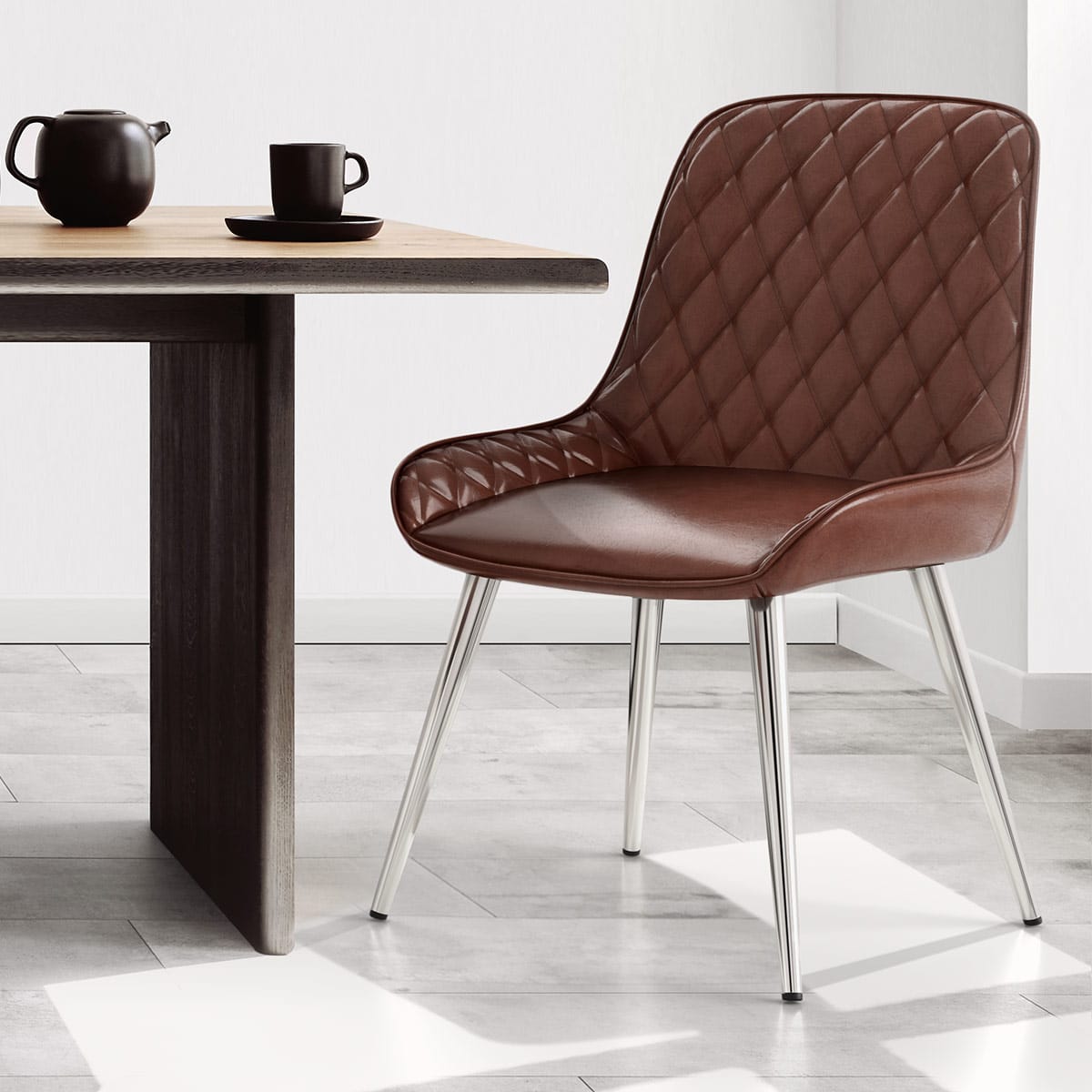 Lincoln Chrome Chair Antique Brown