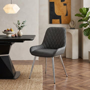 Chaise Faux Cuir Chrome - Lincoln Gris 