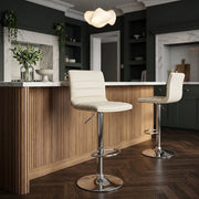 Chaise de Bar Faux Cuir Chrome - Linear Crème 