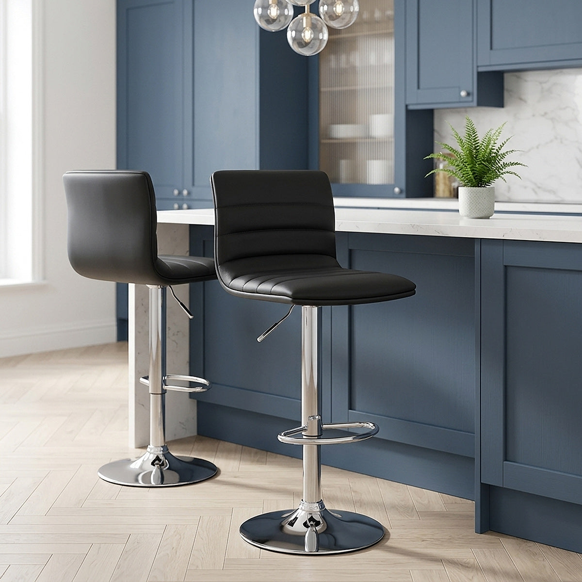Chaise de Bar Faux Cuir Chrome - Linear Noir 