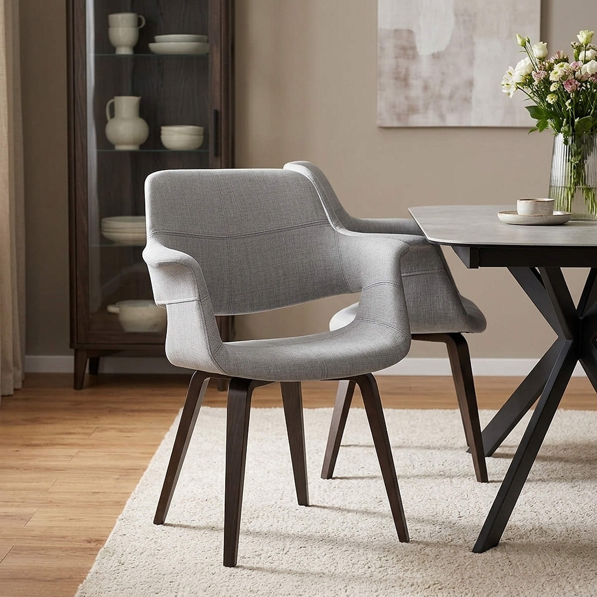 Chaise Bois Tissu - Lloyd Gris 