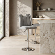 Chaise de Bar Tissu Chrome - Loco Gris 