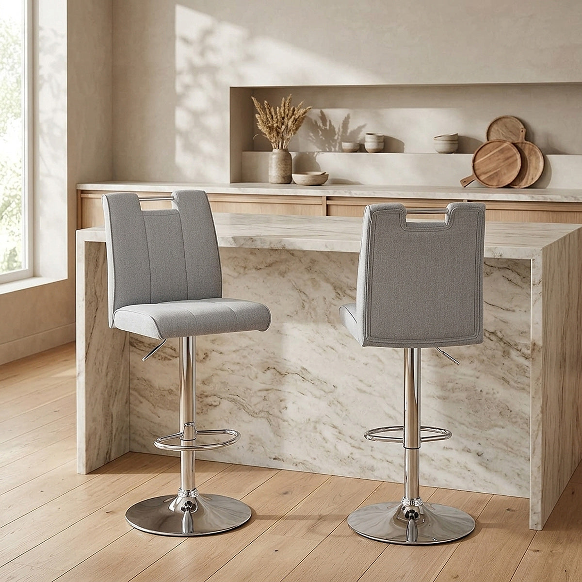 Chaise de Bar Tissu Chrome - Loco Gris 