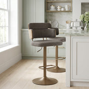 Tabouret de Bar Cuivre Tissu - Logan Gris