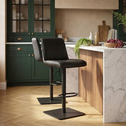 Tabouret Cuir Véritable - Lola Noir 