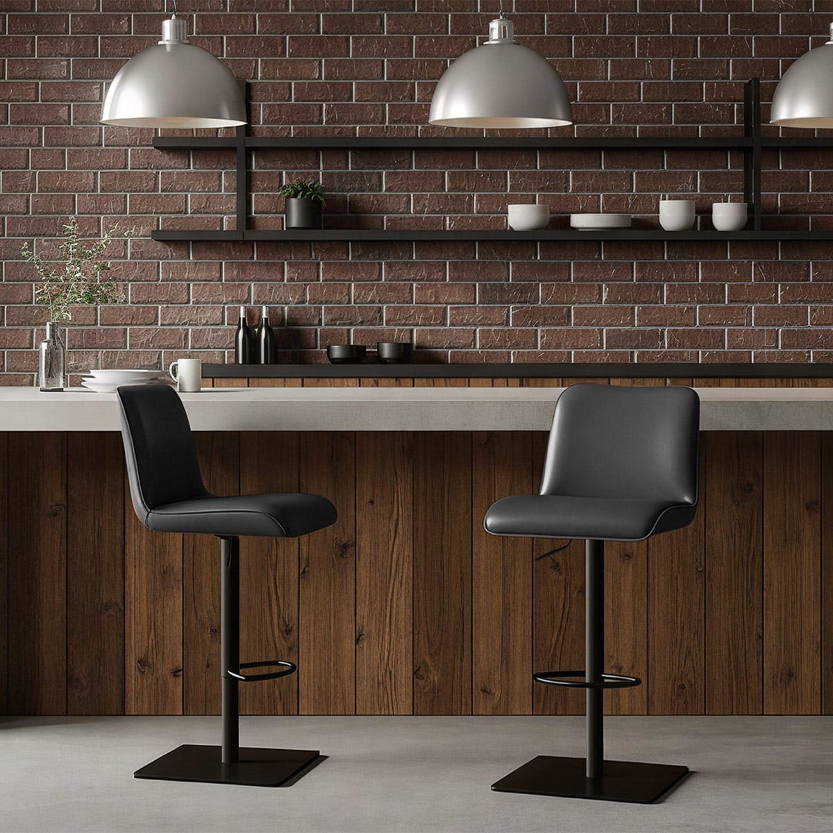 Lola Real Leather Bar Stool Black