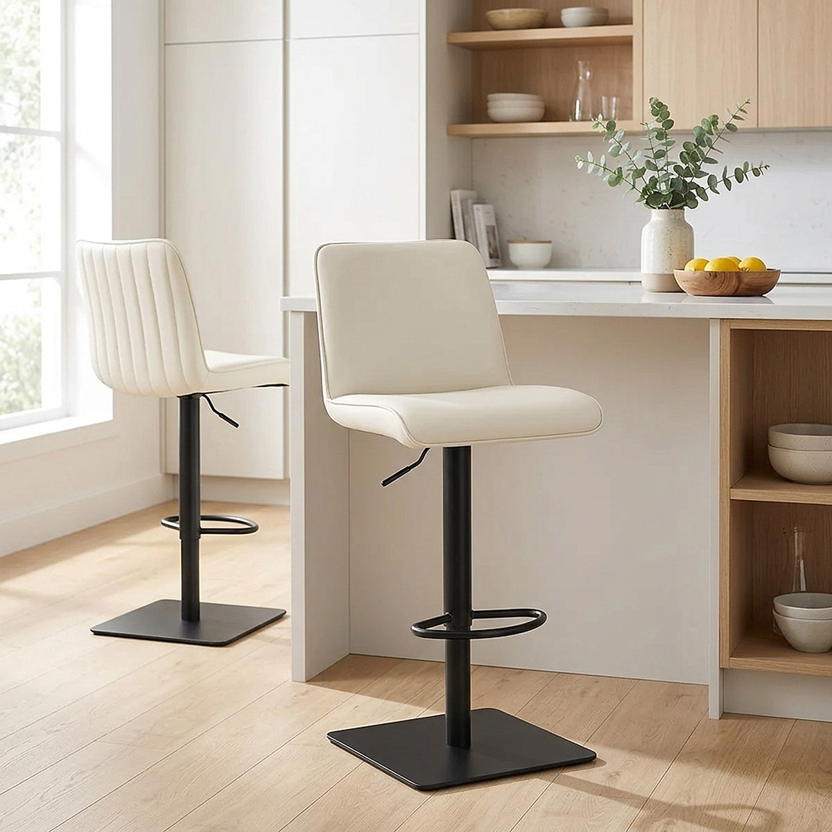 Tabouret Cuir Véritable - Lola Crème 