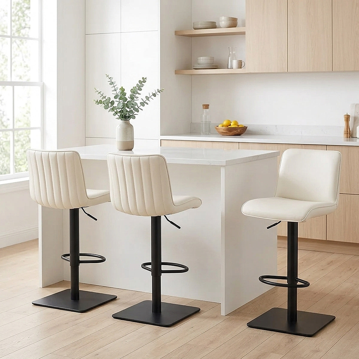 Tabouret Cuir Véritable - Lola Crème 