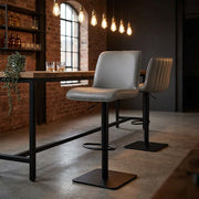 Tabouret Cuir Véritable - Lola Gris 