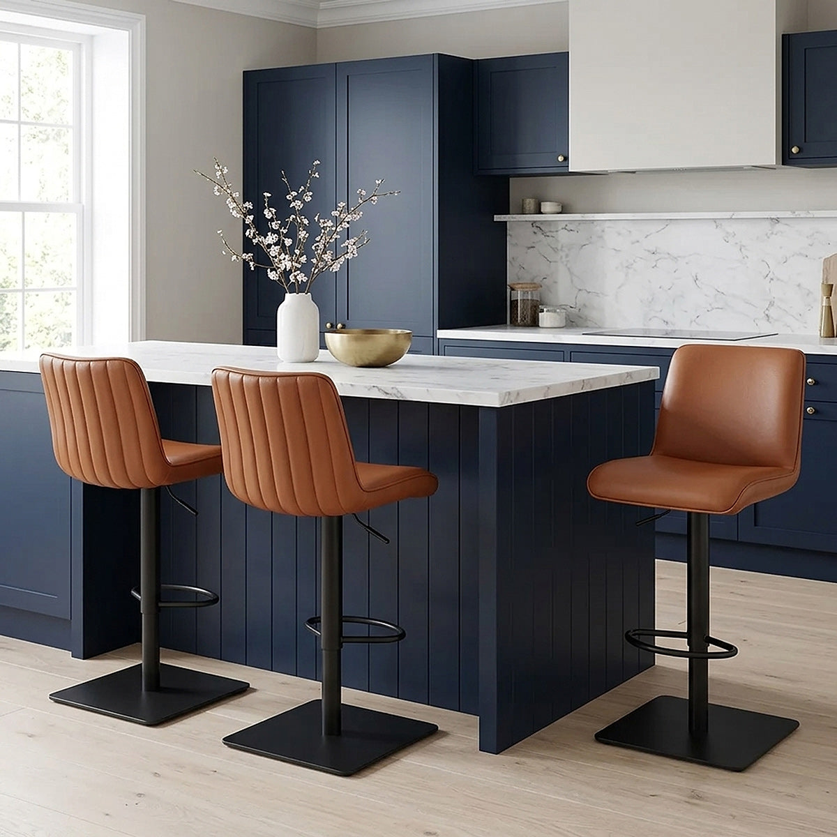 Tabouret Cuir Véritable - Lola Marron 