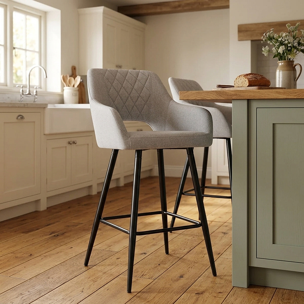 Tabouret de Bar Tissu - Lopez Gris 