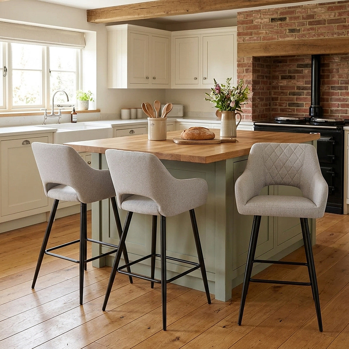 Tabouret de Bar Tissu - Lopez Gris 