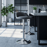 Chaise de Bar Faux Cuir Chrome - Lulu Gris 