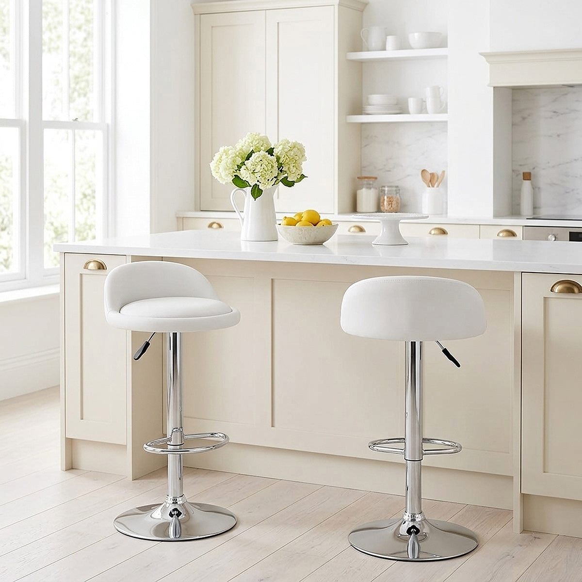 Chaise de Bar Faux Cuir Chrome - Lulu Blanc 