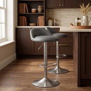 Chaise de Bar Faux Cuir Chrome Brossé - Lulu Gris 