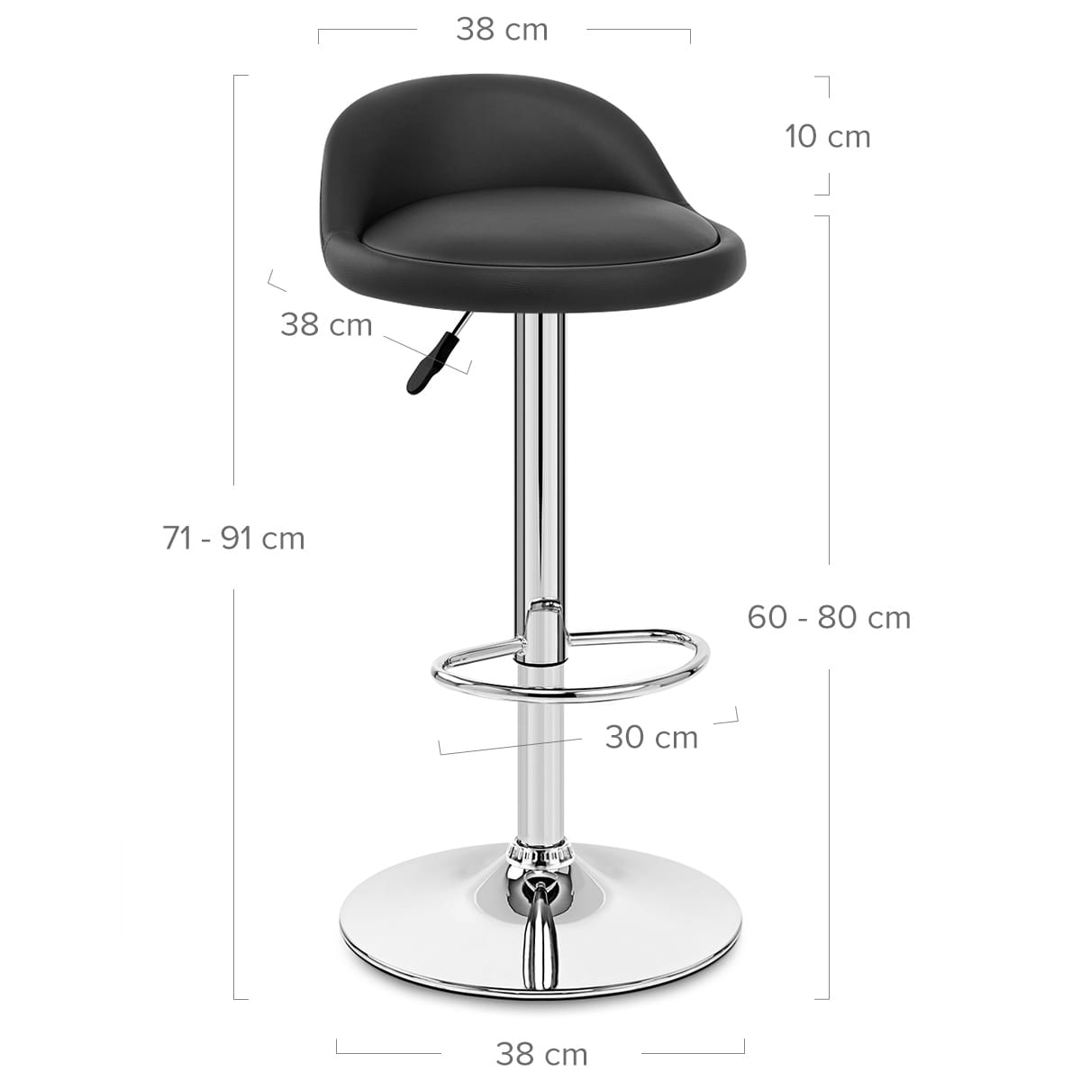 Chaise de Bar Cuir Chrome - Lulu Noir
