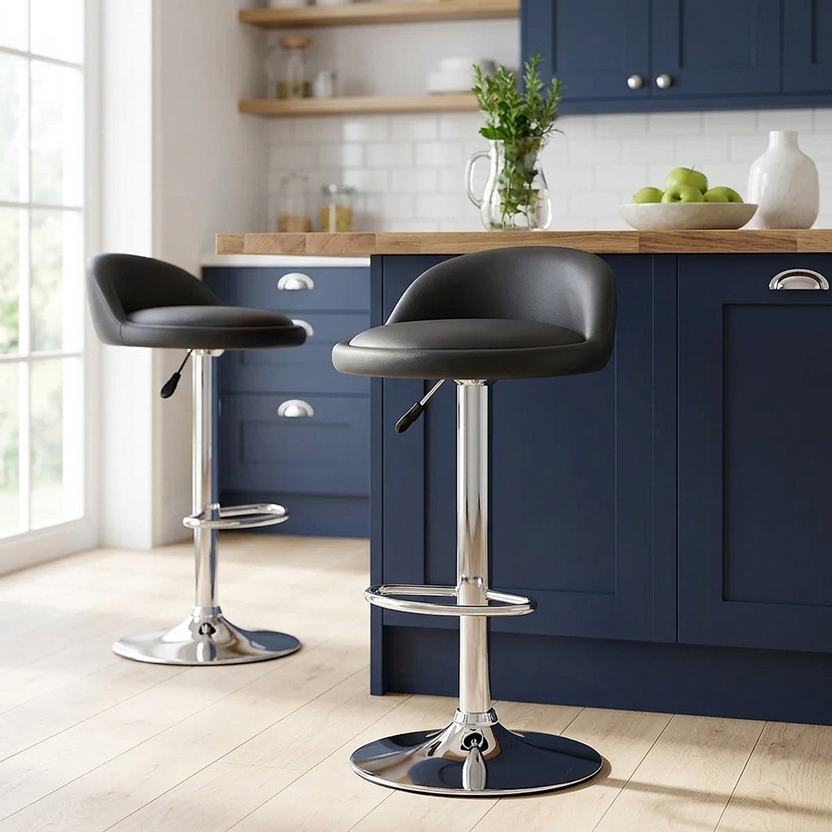 Chaise de Bar Cuir Chrome - Lulu Noir