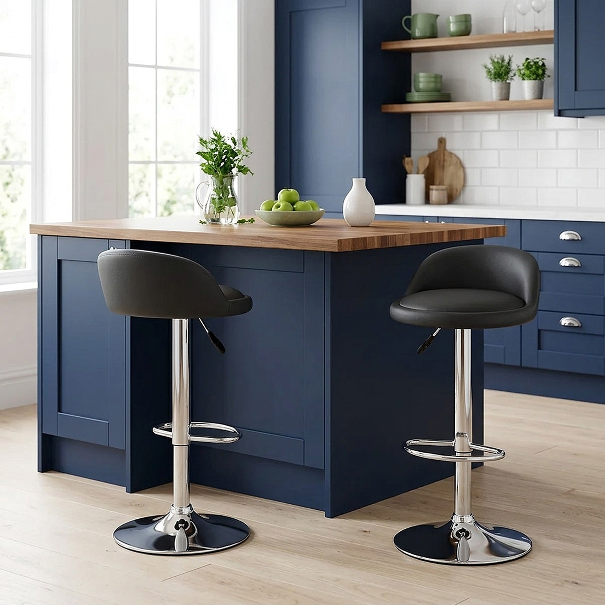 Chaise de Bar Cuir Chrome - Lulu Noir