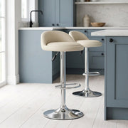 Chaise de Bar Cuir Chrome - Lulu Crème 