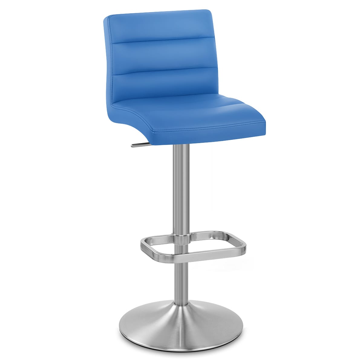 Lush Brushed Steel Bar Stool Blue