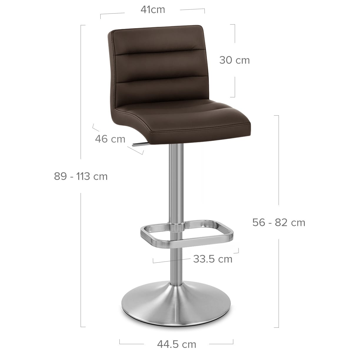 Lush Brushed Steel Bar Stool Brown