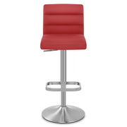 Lush Brushed Steel Bar Stool Red