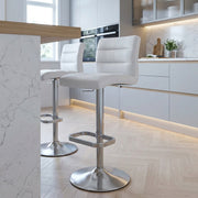 Chaise de Bar Faux Cuir Chrome Brossé - Lush Blanc 