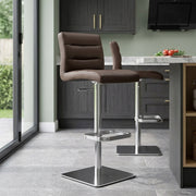 Chaise de Bar Cuir Chrome Brossé - Lush Marron 