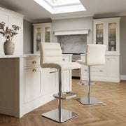 Chaise de Bar Cuir Chrome Brossé - Lush Crème 