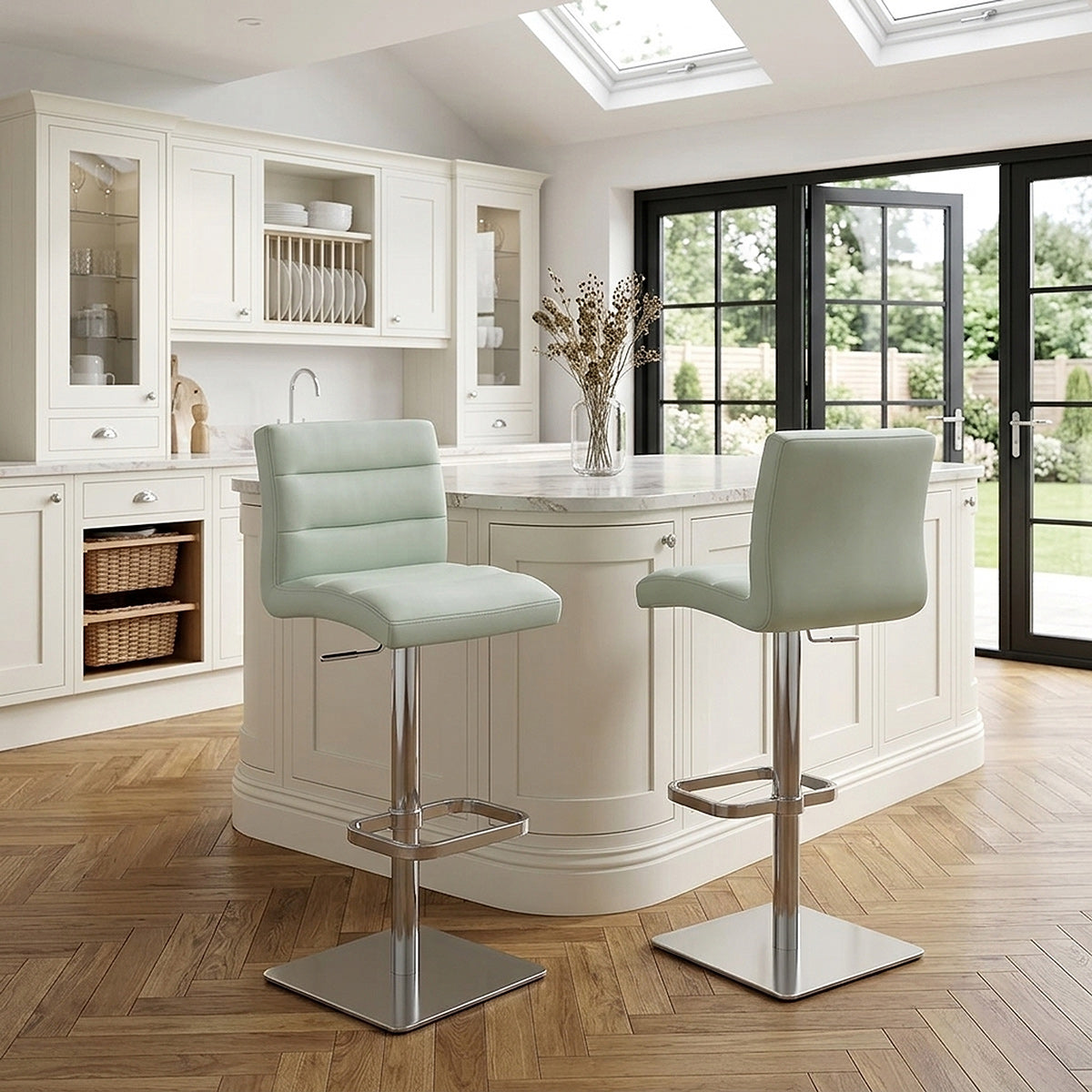 Chaise de Bar Cuir Chrome Brossé - Lush Vert 