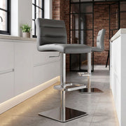 Chaise de Bar Cuir Chrome Brossé - Lush Gris 
