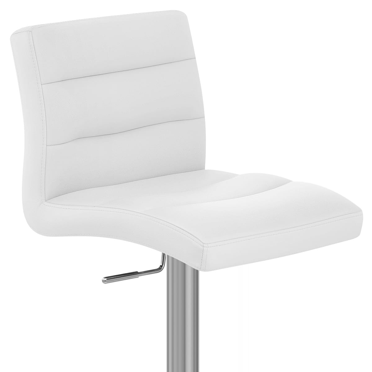 Lush Real Leather Brushed Stool White
