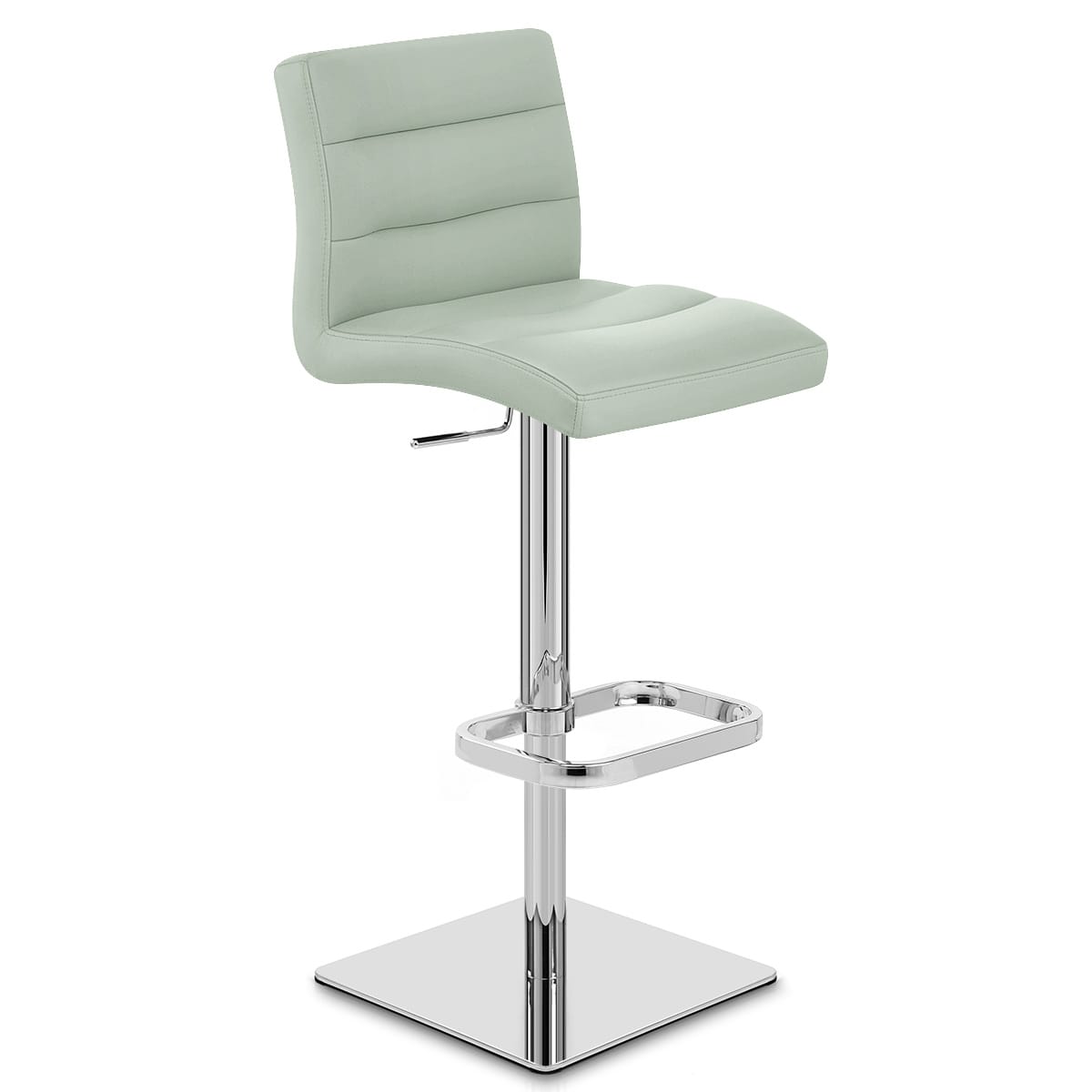 Lush Real Leather Chrome Stool Green