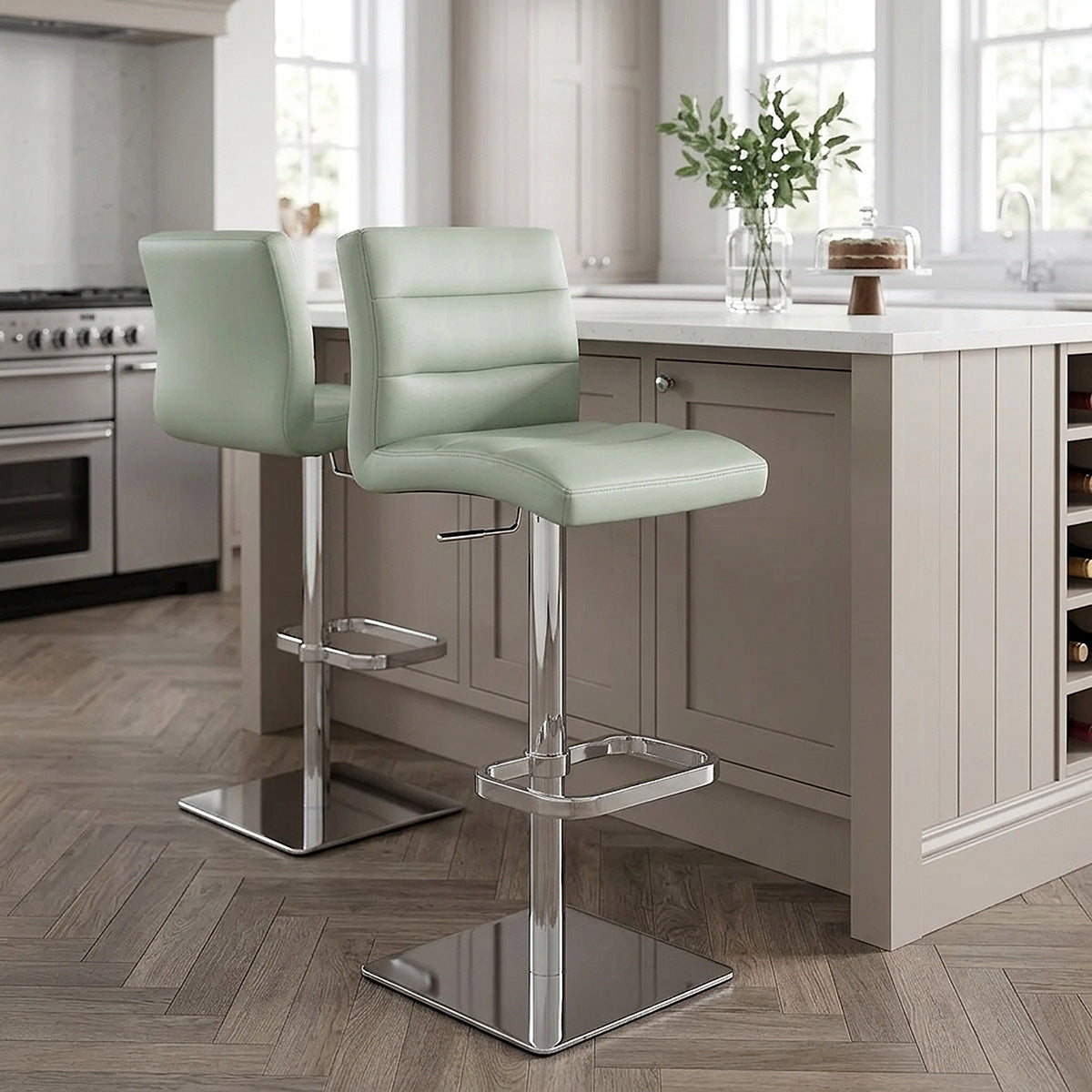 Chaise de Bar Cuir Chrome - Lush Vert 