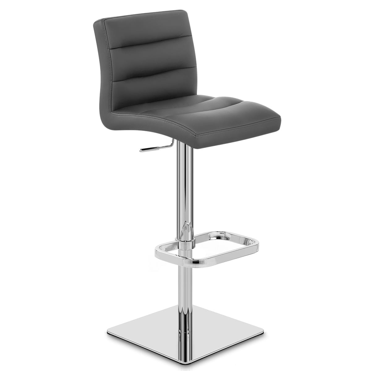 Lush Real Leather Chrome Stool Grey