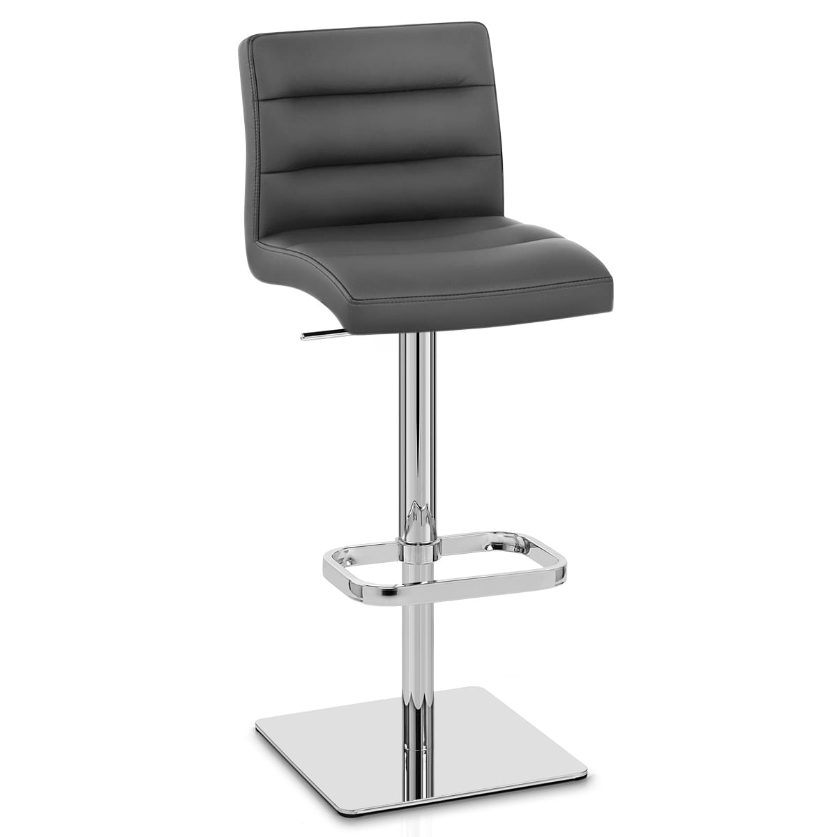 Lush Real Leather Chrome Stool Grey