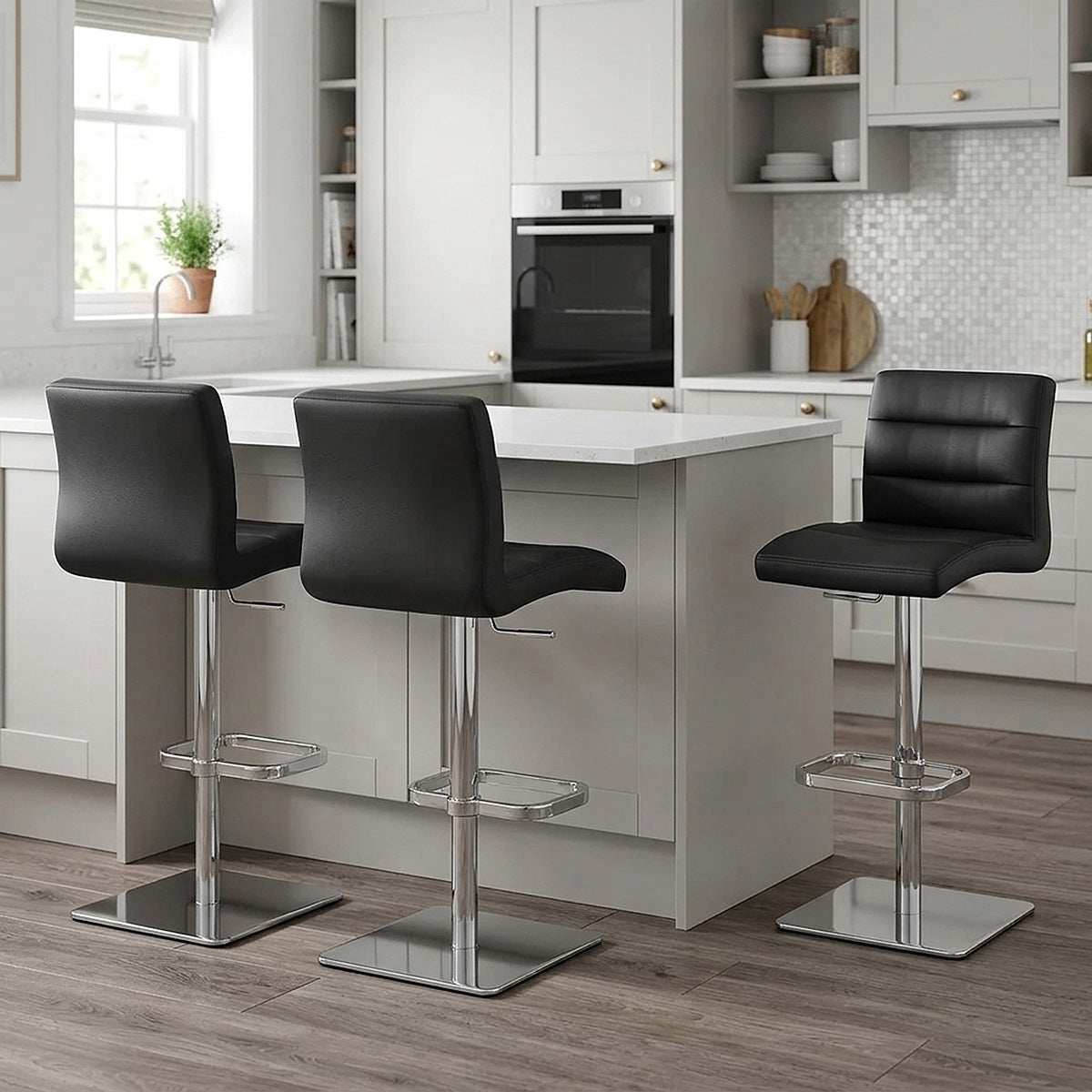 Chaise de Bar Cuir Chrome - Lush Noir 