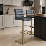 Chaise de Bar Cuir Chrome Brossé Or - Lush Bleu 