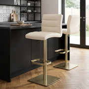 Chaise de Bar Cuir Chrome Brossé Or - Lush Crème 