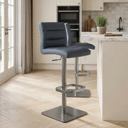 Chaise de Bar Cuir Chrome Brossé Graphite - Lush Bleu 