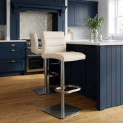 Chaise de Bar Cuir Chrome Brossé Graphite - Lush Crème 