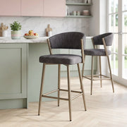 Tabouret velours - Lusso Gris Foncé 