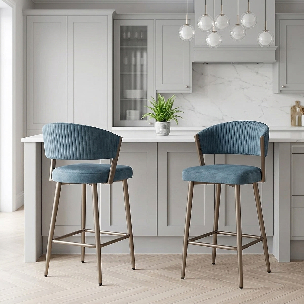 Tabouret velours - Lusso Bleu 