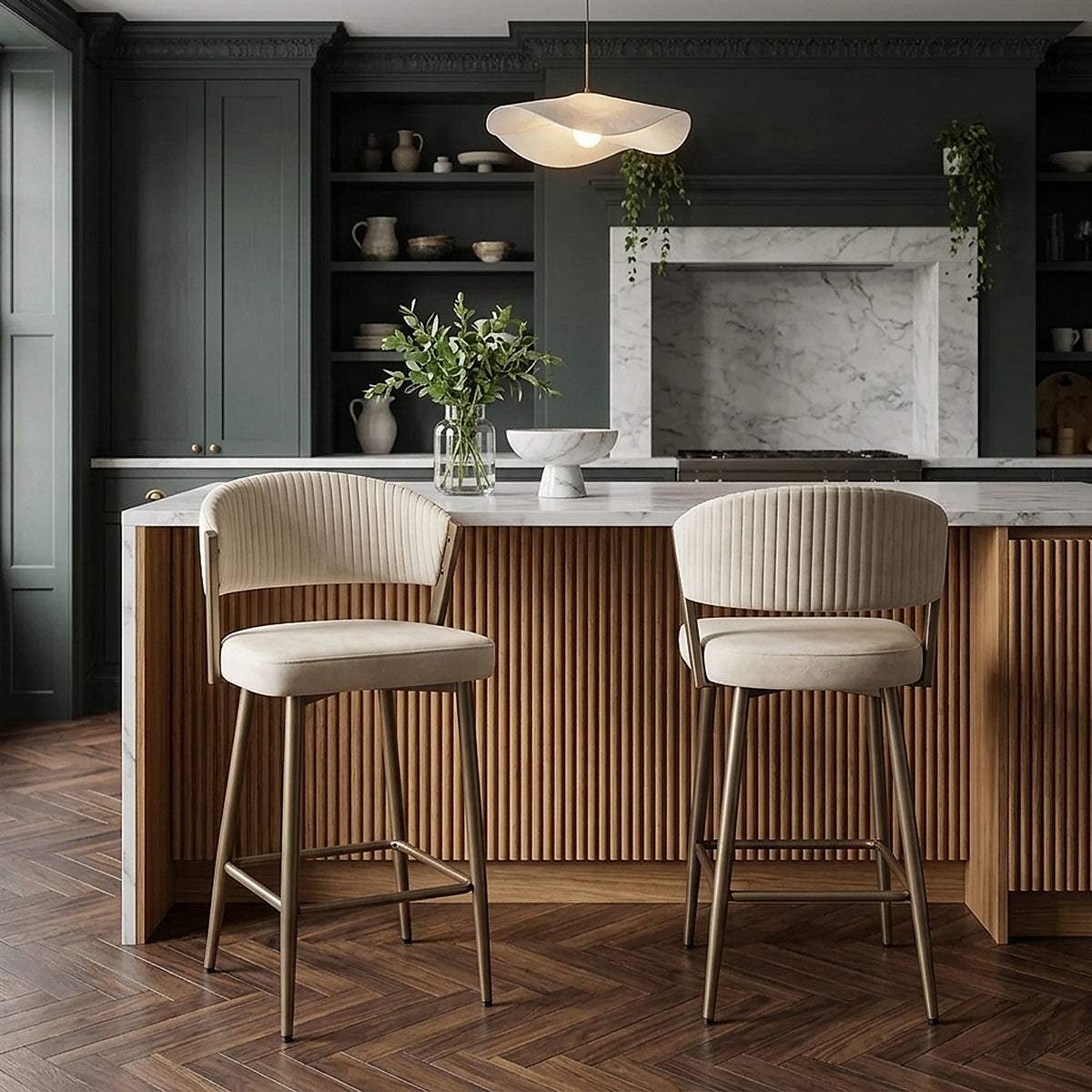 Tabouret velours - Lusso Crème 