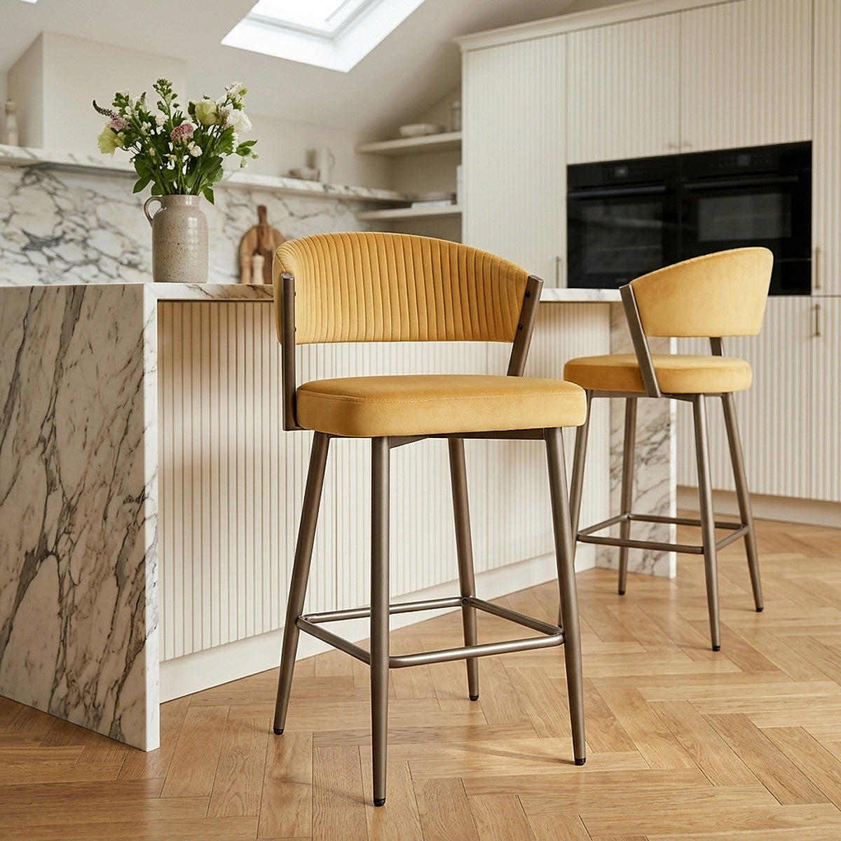 Tabouret velours - Lusso Jaune 